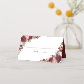 Rustic Blush Burgundy Flowers Wedding Plaatskaartje (Voorkant)