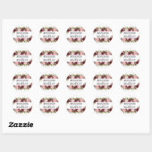 Rustic Blush Burgundy Flowers Wedding Ronde Sticker (Vel)