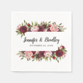 Rustic Blush Burgundy Flowers Wedding Servet (Voorkant)