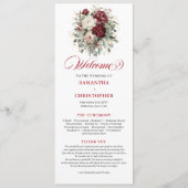 Rustic Blush Burgundy Groenery Huwelijksprogramma Programmakaart (Voorkant)