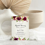 Rustic Blush Burgundy Vrijgezellenfeest Tea Party Kaart<br><div class="desc">Deze superonische blush vrijgezellenfeest-theepartijuitnodiging is perfect voor een eenvoudige trouwdouche. Het ontwerp is voorzien van roze,  blozen,  rode,  bruine en bordedige waterverven met groen bladeren.</div>