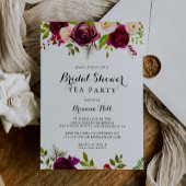 Rustic Blush Burgundy Vrijgezellenfeest Tea Party Kaart