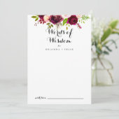 Rustic Blush Burgundy Wedding Words of Wisdom Advieskaart (Staand voorkant)