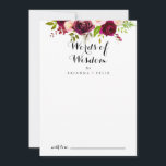 Rustic Blush Burgundy Wedding Words of Wisdom Advieskaart<br><div class="desc">Deze prachtige brutale brute bruidebruidswoorden van een wijsheids-advieskaart zijn perfect voor een moderne bruiloft. Het eenvoudige en elegante ontwerp kenmerkt klassieke en fancy manuscripttypografie in zwart-wit. Deze kaarten zijn perfect voor een bruiloft, vrijgezellenfeest, baby shower, graduatiedag en nog veel meer. Pas de kaarten aan met de namen van de bruid...</div>