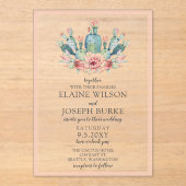 Rustic Blush Cacti Botanical Natuur Desert Wedding Acryl Uitnodigingen (Voorkant)