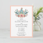 Rustic Blush Cacti Botanical Natuur Desert Wedding Kaart (Staand voorkant)