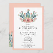 Rustic Blush Cacti Botanical Natuur Desert Wedding Kaart (Voorkant / Achterkant)