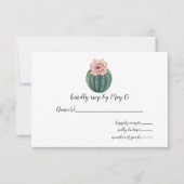 Rustic Blush Cacti Botanical Natuur Desert Wedding RSVP Kaartje (Voorkant)