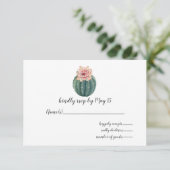 Rustic Blush Cacti Botanical Natuur Desert Wedding RSVP Kaartje (Staand voorkant)