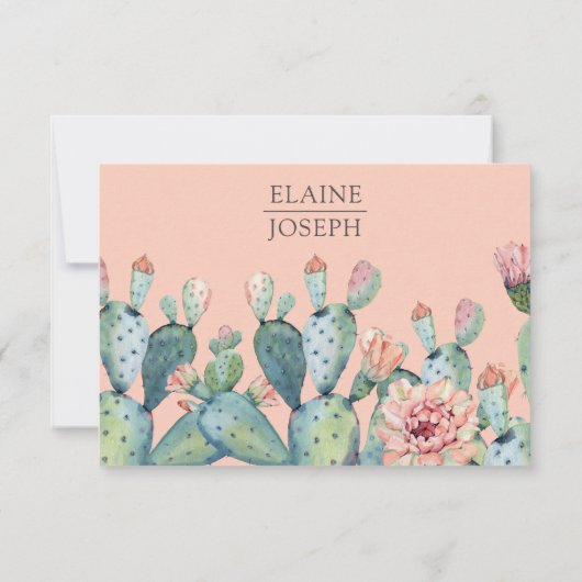 Rustic Blush Cacti Botanical Natuur Desert Wedding RSVP Kaartje (Achterkant)