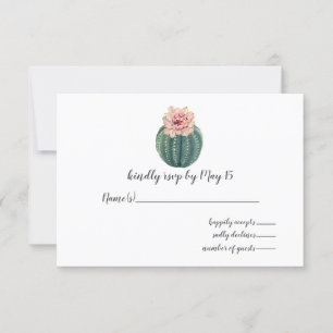 Rustic Blush Cacti Botanical Natuur Desert Wedding RSVP Kaartje