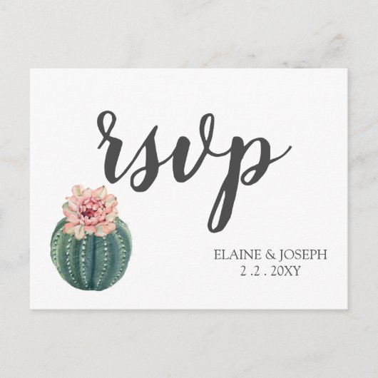 Rustic Blush Cacti Botanical Natuur Desert Wedding Uitnodiging Briefkaart (Voorkant)