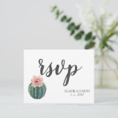 Rustic Blush Cacti Botanical Natuur Desert Wedding Uitnodiging Briefkaart (Staand voorkant)