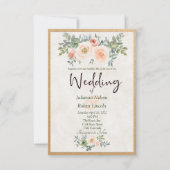 Rustic Blush en groene waterverf florale bruiloft Kaart (Voorkant)
