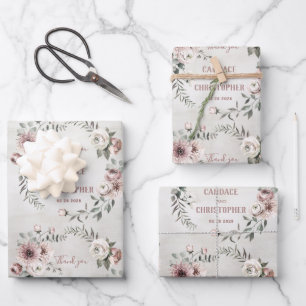 Rustic Blush Eucalyptus Wreath Weddenschap Bedankt Inpakpapier Vel