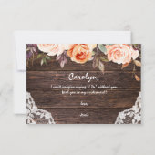 Rustic Blush Floral ben je mijn Bridesmaid? Kaart (Achterkant)