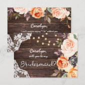 Rustic Blush Floral ben je mijn Bridesmaid? Kaart (Voorkant / Achterkant)