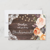 Rustic Blush Floral ben mijn Bridesmaid met foto Kaart (Voorkant)
