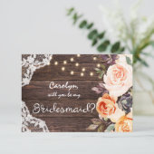 Rustic Blush Floral ben mijn Bridesmaid met foto Kaart (Staand voorkant)