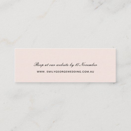RUSTIC BLUSH FLORAL BUNCH WEDDING WEBSITE RSVP MINI VISITEKAARTJE (Achterkant)