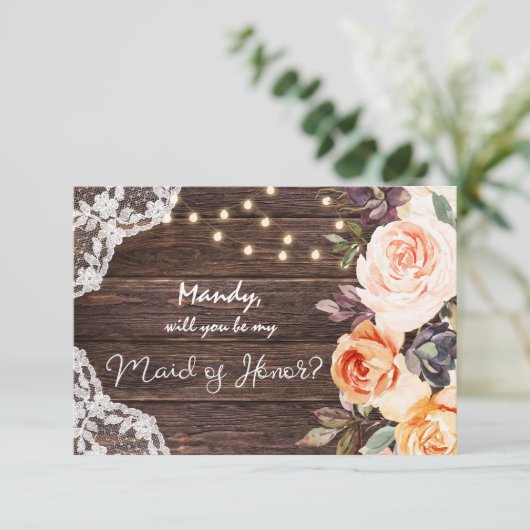 Rustic Blush Floral is mijn vriendin van eer met f Kaart (Staand voorkant)