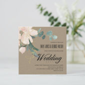 RUSTIC BLUSH FLORAL KRAFT BUNCH WATERVERF WEDING KAART (Staand voorkant)