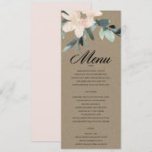 RUSTIC BLUSH FLORAL KRAFT BUNCH WATERVERF WEDING MENU (Voorkant / Achterkant)