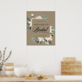 RUSTIC BLUSH FLORAL KRAFT VRIJGEZELLENFEEST WELKOM POSTER (Keuken)