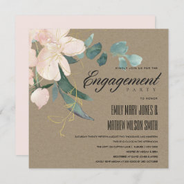 RUSTIC BLUSH FLORAL KRAFT WATERVERF VERLOVING KAART