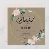 RUSTIC BLUSH FLORAL KRAFT WATERVERF VRIJGEZELLENFE KAART (Voorkant / Achterkant)