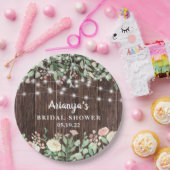 Rustic Blush Floral String Lights Vrijgezellenfees Papieren Bordje (Feest)