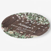 Rustic Blush Floral String Lights Vrijgezellenfees Papieren Bordje (Gekanteld)