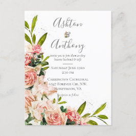 Rustic Blush Floral Vintage Wedding Uitnodiging Briefkaart