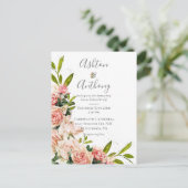 Rustic Blush Floral Vintage Wedding Uitnodiging Briefkaart (Staand voorkant)