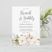 Rustic Blush Floral Vrijgezellenfeest Brunch & Bub Kaart (Staand voorkant)