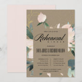 RUSTIC BLUSH FLORAL WATERVERF REHEARSAL DINNER KAART (Voorkant / Achterkant)