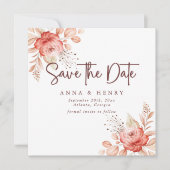 Rustic Blush Floral Wedding Save The Date (Voorkant)