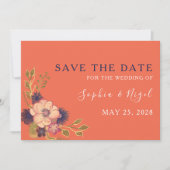Rustic Blush Floral Wedding Save The Date (Voorkant)