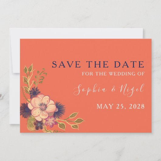 Rustic Blush Floral Wedding Save The Date (Voorkant)