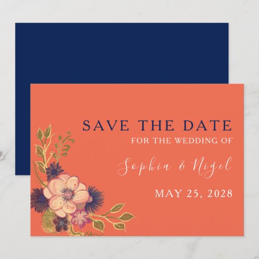 Rustic Blush Floral Wedding Save The Date (Voorkant / Achterkant)