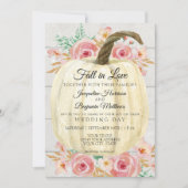 Rustic Blush Floral White Pumpkin in Shiplap Wood Kaart (Voorkant)