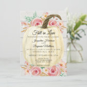 Rustic Blush Floral White Pumpkin in Shiplap Wood Kaart (Staand voorkant)