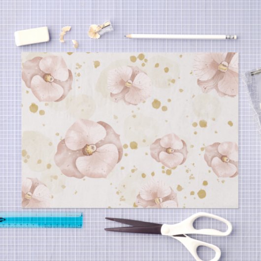 Rustic Blush & Gold Floral Boho Gift Paper Tissuepapier (Craft)