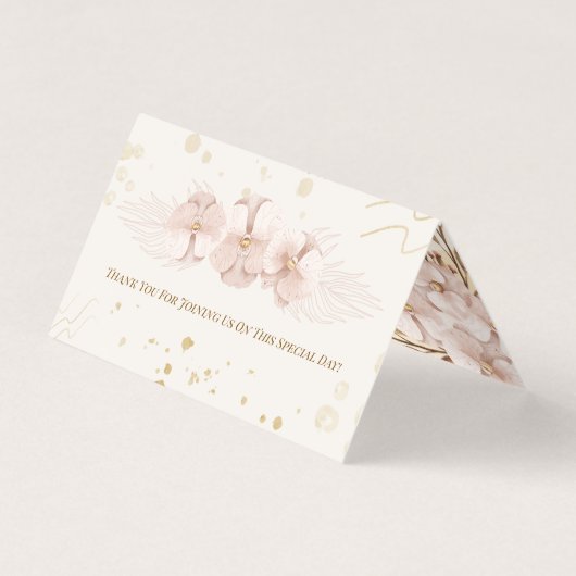 Rustic Blush & Gold Floral Boho Table Card Kaart (Achterkant)