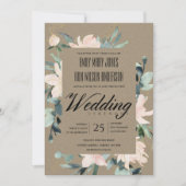 RUSTIC BLUSH GOLD KRAFT FLORAL WATERVERF WEDING KAART (Voorkant)