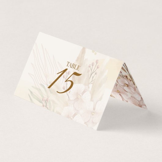 Rustic Blush & Goud Bloem Boho Tafelkaart  Kaart (Voorkant)