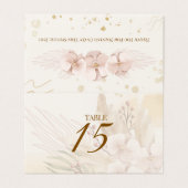 Rustic Blush & Goud Bloem Boho Tafelkaart  Kaart (Buitenkant ongevouwen)