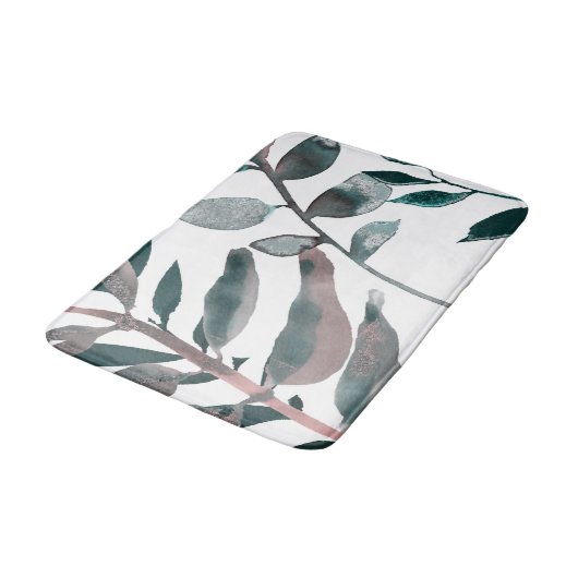 Rustic Blush Greenery Botanical Leaves Waterverf Badmat (Gekanteld)
