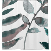 Rustic Blush Greenery Botanical Leaves Waterverf Douchegordijn (Voorkant)