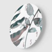 Rustic Blush Greenery Botanical Leaves Waterverf Grote Klok (Hoek)